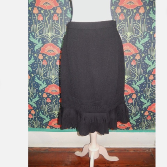 St. John Knits Collection Black Ruffle Hem Flounce Skirt 10 - Picture 1 of 5